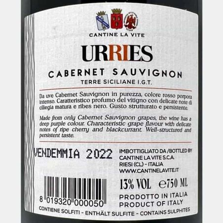 Cabernet Sauvignon Urries Terre Siciliane IGT 2022 - Cantine La Vite