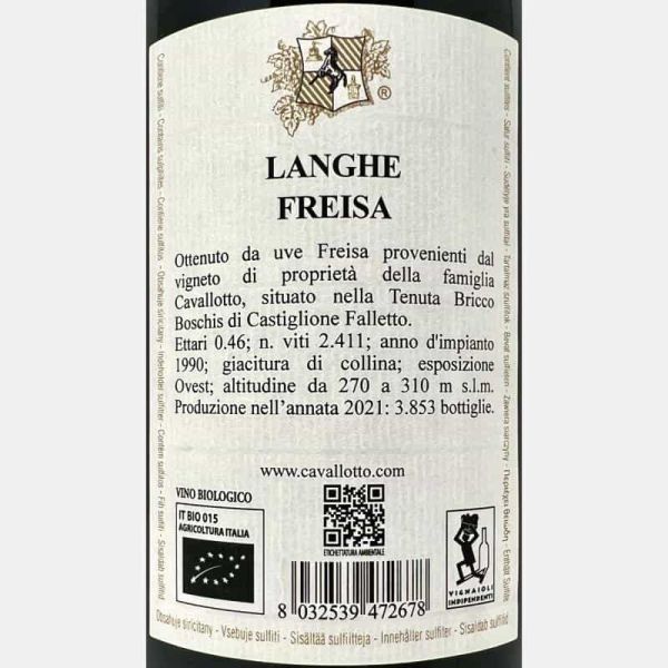 Freisa Langhe DOC 2021 Bio - Cavallotto
