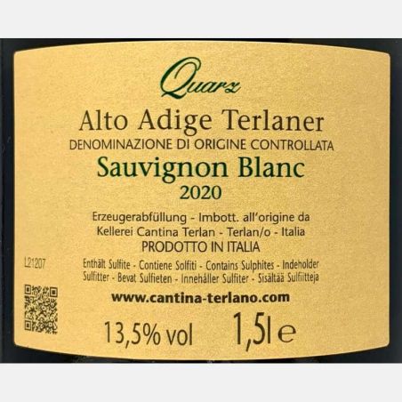 Sauvignon Blanc Quarz Alto Adige Terlano DOC 2020 Magnum 1,5L - Cantina Terlan