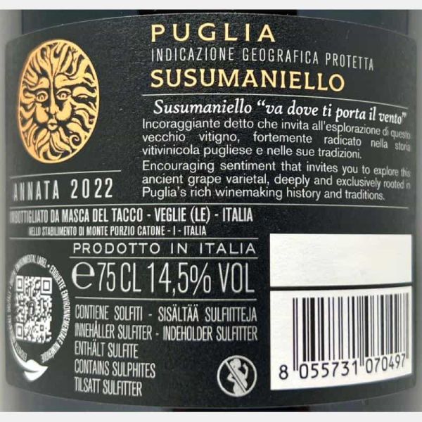 Susumaniello Puglia IGP 2022 - Masca del Tacco Susumaniello Puglia IGP 2022 - Masca del Tacco