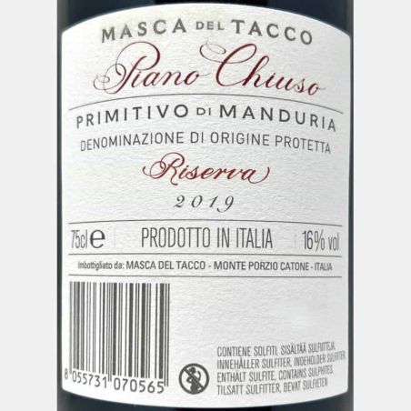 Primitivo di Manduria Riserva Piano Chiuso DOC 2019 - Masca del Tacco