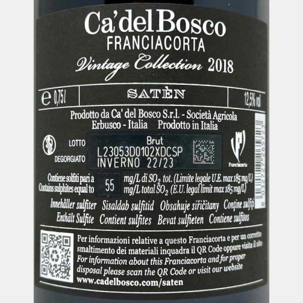 Franciacorta Vintage Collection Saten Brut DOCG 2018 - Ca del Bosco Franciacorta Vintage Collection Saten Brut DOCG 2018 - Ca del Bosco