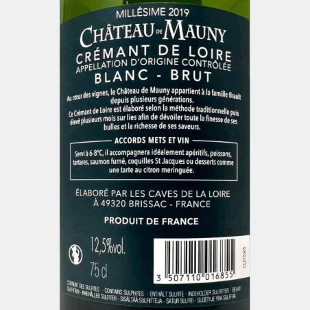 Cremant de Loire Brut Millesime AOC 2019 - Chateau de Mauny