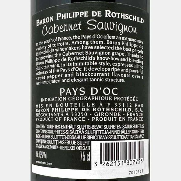 Cabernet Sauvignon Les Cepages Pays d'Oc IGP 2021 - Baron Philippe de Rothschild Cabernet Sauvignon Les Cepages Pays d'Oc IGP 2021 - Baron Philippe de Rothschild