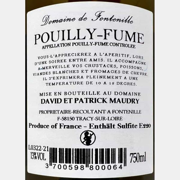 Pouilly Fume AOP 2021 - Domaine de Fontenille-Maudry Pouilly Fume AOP 2021 - Domaine de Fontenille-Maudry