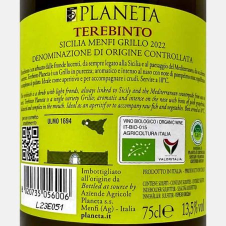 Grillo Terebinto Sicilia Menfi DOC 2022 Bio - Planeta