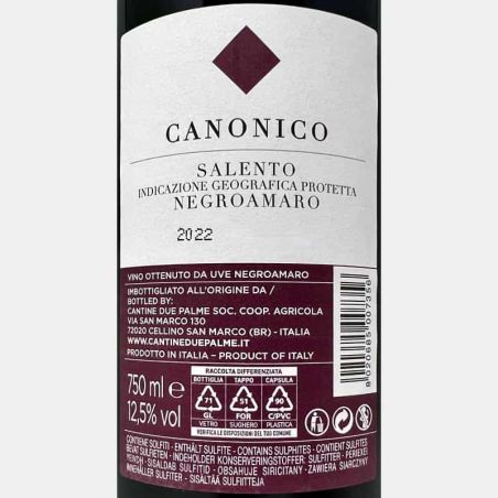Negroamaro Canonico Salento IGP 2022 - Cantine Due Palme