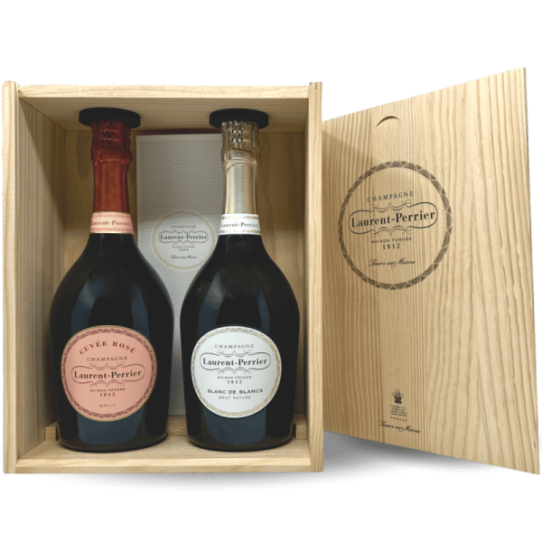 Champagne Cuvee Rose Brut + Blanc de Blancs Brut Nature AOC Gift box - Laurent-Perrier Champagne Cuvee Rose Brut + Blanc de Blancs Brut Nature AOC Gift box - Laurent-Perrier