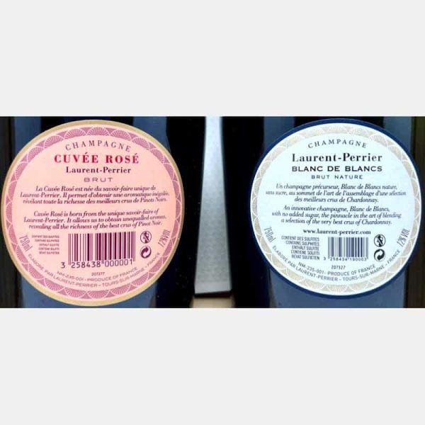 Champagne Cuvee Rose Brut + Blanc de Blancs Brut Nature AOC Geschenkbox - Laurent-Perrier Champagne Cuvee Rose Brut + Blanc de Blancs Brut Nature AOC Geschenkbox - Laurent-Perrier