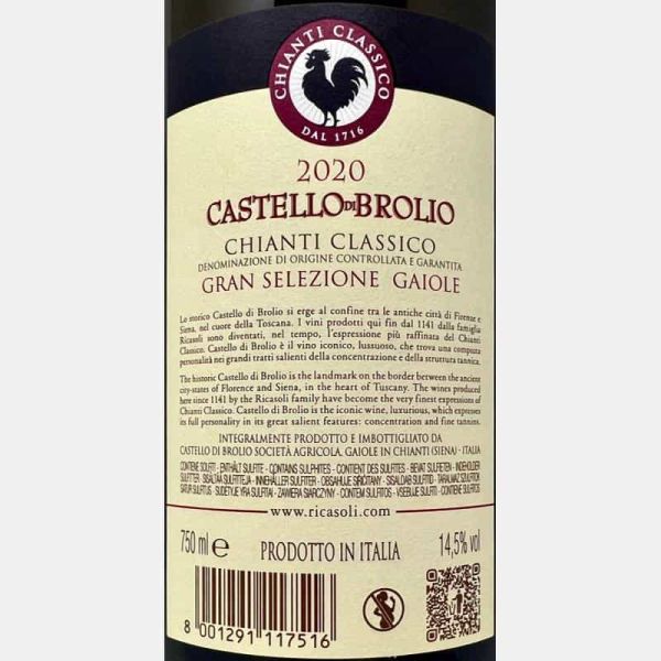 Chianti Classico Gran Selezione Castello di Brolio DOCG 2020 - Barone Ricasoli Chianti Classico Gran Selezione Castello di Brolio DOCG 2020 - Barone Ricasoli