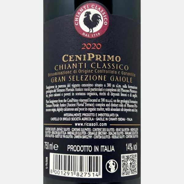 Chianti Classico Gran Selezione Gaiole CeniPrimo DOCG 2020 - Barone Ricasoli Chianti Classico Gran Selezione Gaiole CeniPrimo DOCG 2020 - Barone Ricasoli