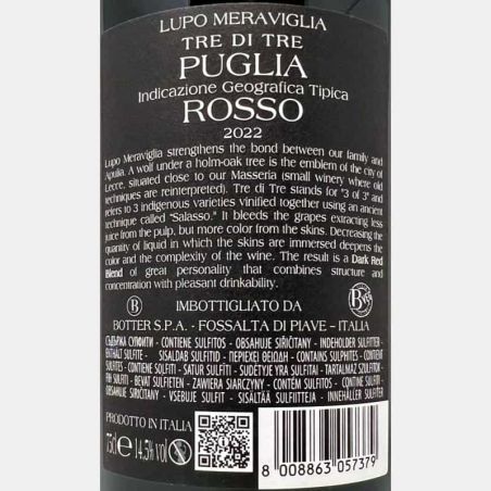 Tre di Tre Rosso Puglia IGT 2022 - Lupo Meraviglia, Botter