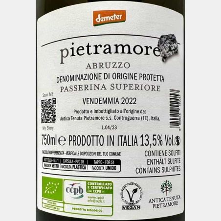 Passerina Abruzzo Superiore DOP 2022 Bio - Pietramore