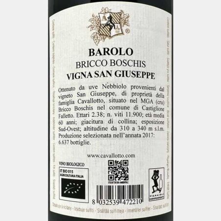 Barolo Riserva Bricco Boschis Vigna San Giuseppe DOCG 2017 Bio - Cavallotto
