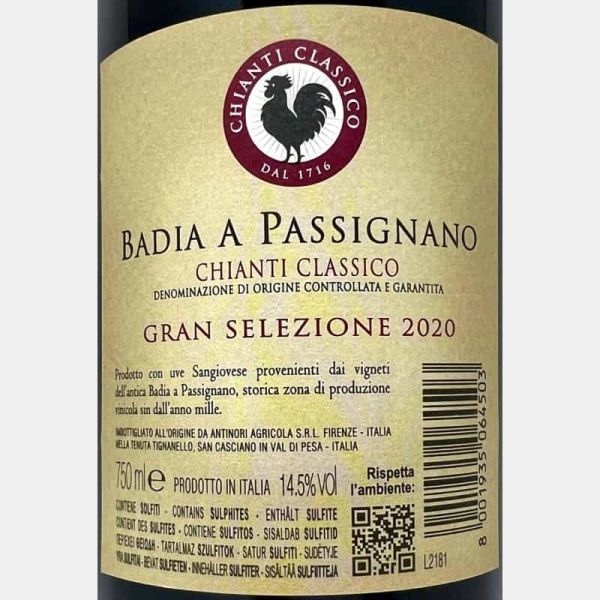 Chianti Classico Gran Selezione Badia a Passignano DOCG 2020 - Marchesi Antinori Chianti Classico Gran Selezione Badia a Passignano DOCG 2020 - Marchesi Antinori