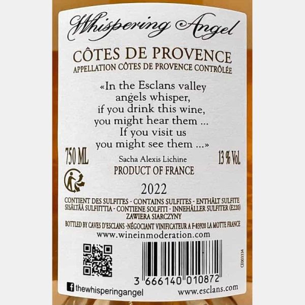 Rosé Whispering Angel Cotes de Provence AOC 2022 - Chateau d'Esclans Rosé Whispering Angel Cotes de Provence AOC 2022 - Chateau d'Esclans