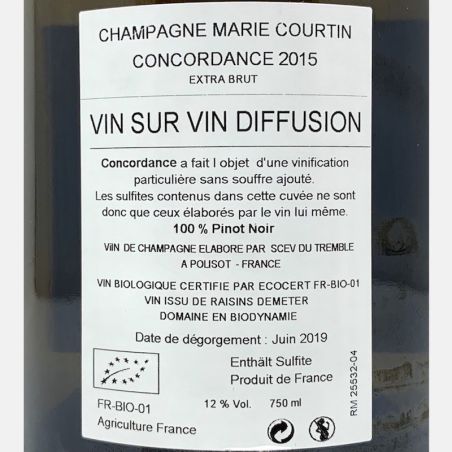 Champagne Concordance Extra Brut 2015 Bio - Marie-Courtin