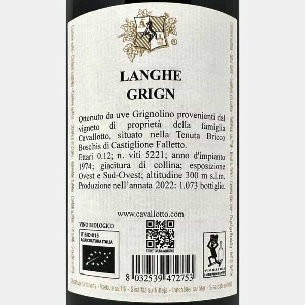Grign Langhe DOC 2022 Bio - Cavallotto Grign Langhe DOC 2022 Bio - Cavallotto