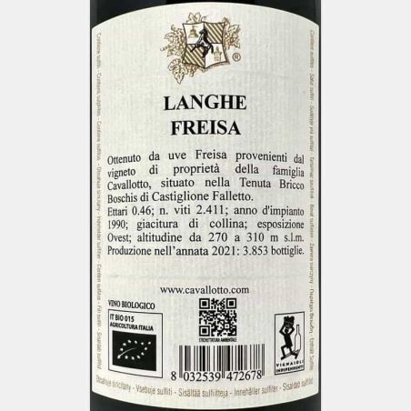 Freisa Langhe DOC 2021 Bio - Cavallotto