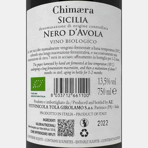 Nero d'Avola Chimaera Sicilia DOC 2022 Bio - Tola Nero d'Avola Chimaera Sicilia DOC 2022 Bio - Tola