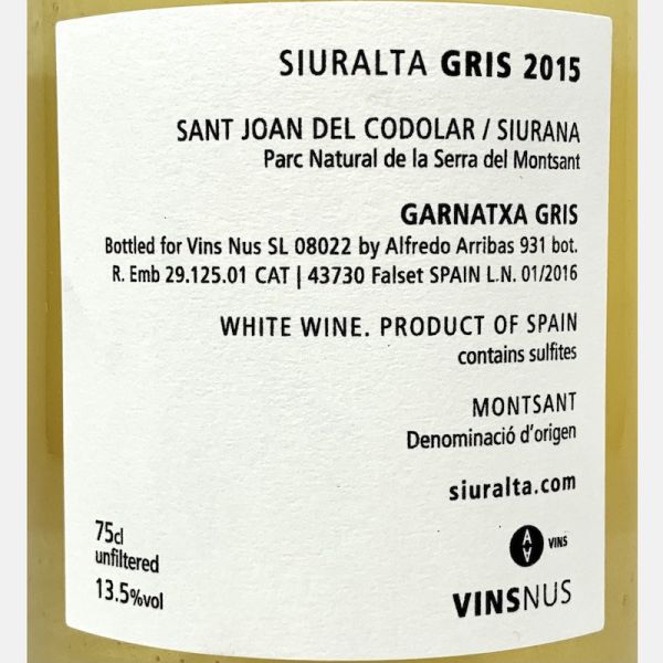 Garnatxa Gris Siuralta Montsant DO 2015 - Vins Nus Garnatxa Gris Siuralta Montsant DO 2015 - Vins Nus