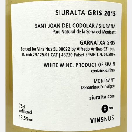 Garnatxa Gris Siuralta Montsant DO 2015 - Vins Nus