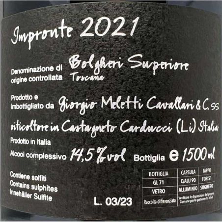 Bolgheri Rosso Superiore Impronte DOC 2021 Magnum 1,5L - Giorgio Meletti Cavallari