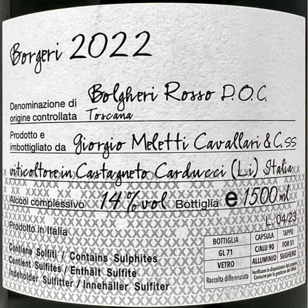 Bolgheri Rosso Borgeri DOC 2022 Magnum 1,5L - Giorgio Meletti Cavallari Bolgheri Rosso Borgeri DOC 2022 Magnum 1,5L - Giorgio Meletti Cavallari
