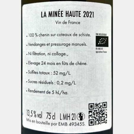 Chenin Blanc La Minée Haute VdF 2021 Bio - Château de Bonnezeaux