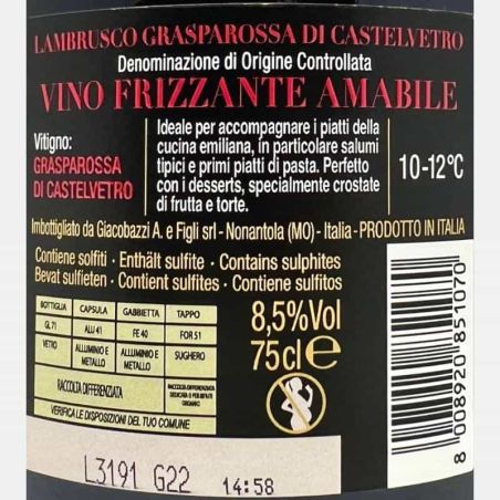 Lambrusco Grasparossa di Castelvetro 2 Amabile DOC - Giacobazzi