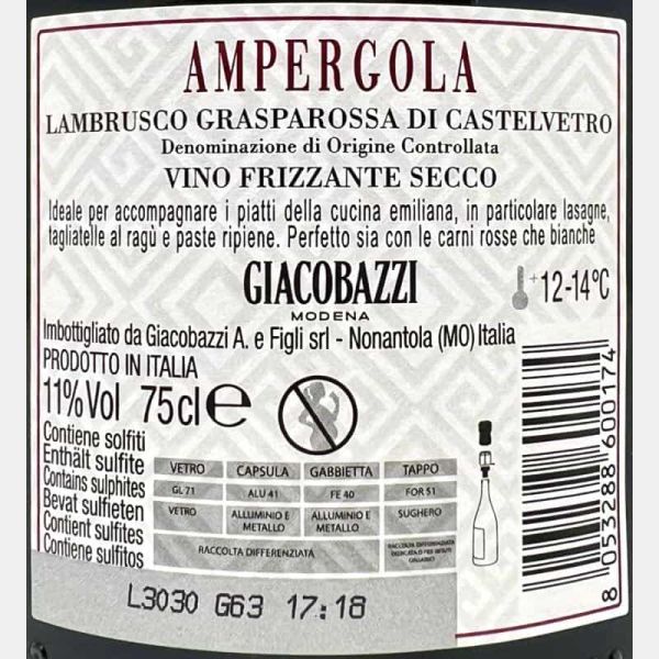Lambrusco Grasparossa di Castelvetro Ampergola Brut DOC - Giacobazzi Lambrusco Grasparossa di Castelvetro Ampergola Brut DOC - Giacobazzi