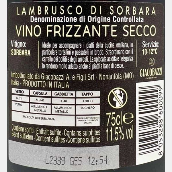 Lambrusco di Sorbara Bollino Oro Brut DOC - Giacobazzi Lambrusco di Sorbara Bollino Oro Brut DOC - Giacobazzi