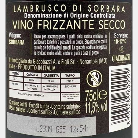 Lambrusco di Sorbara Bollino Oro Brut DOC - Giacobazzi