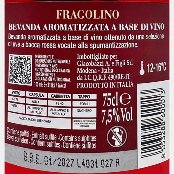 Spumante Fragolino 6 Dolce Delizioso - Giacobazzi Spumante Fragolino 6 Dolce Delizioso - Giacobazzi