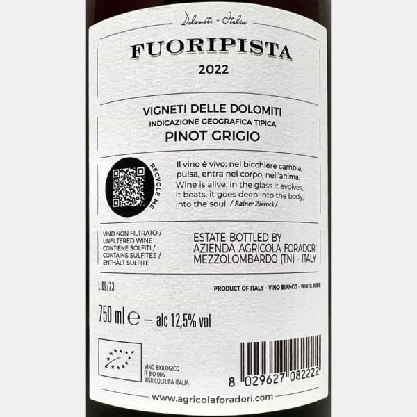 Pinot Grigio Fuoripista Vigneti delle Dolomiti IGT 2022 Bio - Elisabetta Foradori Pinot Grigio Fuoripista Vigneti delle Dolomiti IGT 2022 Bio - Elisabetta Foradori