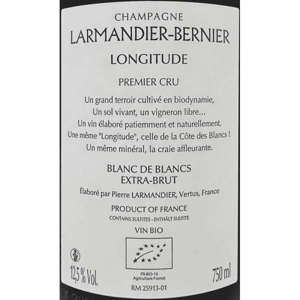 Champagne Blanc de Blancs Longitude Premier Cru Extra Brut Bio - Larmandier-Bernier Champagne Blanc de Blancs Longitude Premier Cru Extra Brut Bio - Larmandier-Bernier