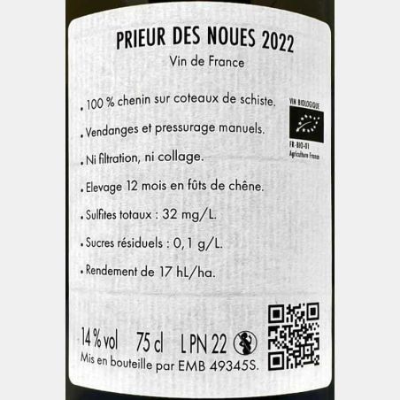 Chenin Blanc Prieur des Noues VdF 2022 Bio - Château de Bonnezeaux