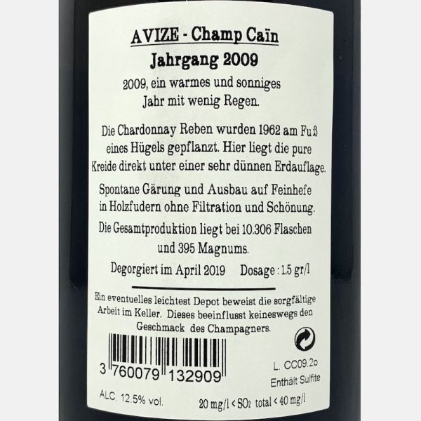 Champagne Avize Champ Cain AOC 2009 -...