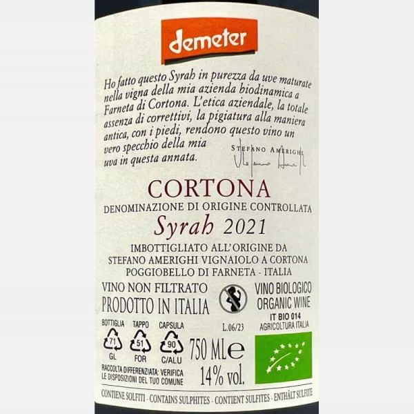 Syrah Cortona DOC 2021 Bio - Stefano...