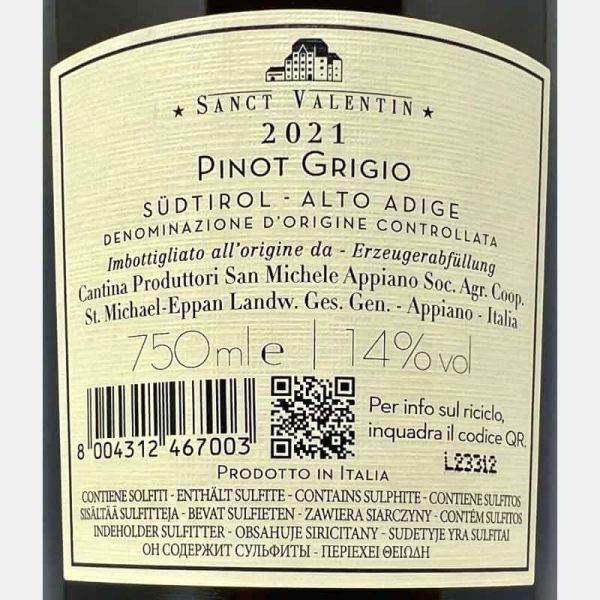 Pinot Grigio Sanct Valentin Alto Adige DOC 2021 - St. Michael-Eppan Pinot Grigio Sanct Valentin Alto Adige DOC 2021 - St. Michael-Eppan