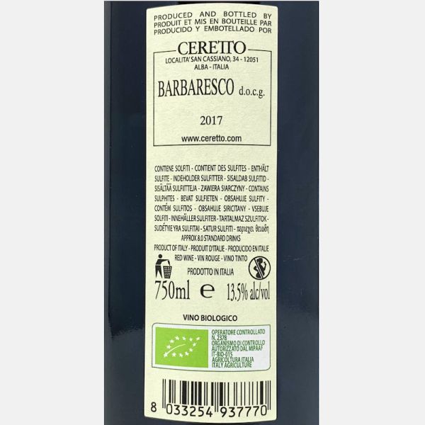 Barbaresco DOCG 2017 Bio - Ceretto