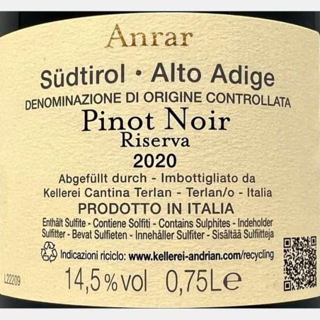 Pinot Noir Riserva Anrar Alto Adige DOC 2020 - Cantina Andrian