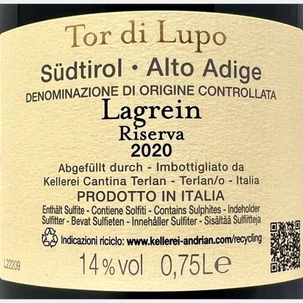 Lagrein Riserva Tor di Lupo Alto Adige DOC 2020 - Cantina Andrian Lagrein Riserva Tor di Lupo Alto Adige DOC 2020 - Cantina Andrian