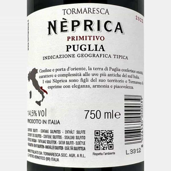Primitivo Neprica Salento IGT 2022 - Antinori Tormaresca Primitivo Neprica Salento IGT 2022 - Antinori Tormaresca