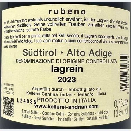 Lagrein Rubeno Alto Adige DOC 2023 - Cantina Andrian