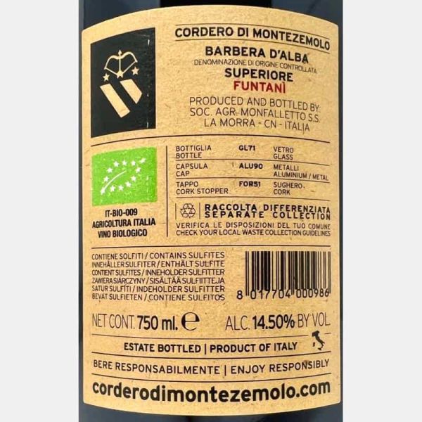 Barbera d'Alba Superiore Funtani DOC 2019 Bio - Cordero di Montezemolo Barbera d'Alba Superiore Funtani DOC 2019 Bio - Cordero di Montezemolo