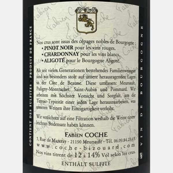 Meursault-Charmes Premier Cru AOC 2016 - Fabien Coche Meursault-Charmes Premier Cru AOC 2016 - Fabien Coche