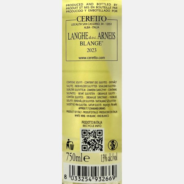 Arneis Blange Langhe DOC 2023 - Ceretto Arneis Blange Langhe DOC 2023 - Ceretto