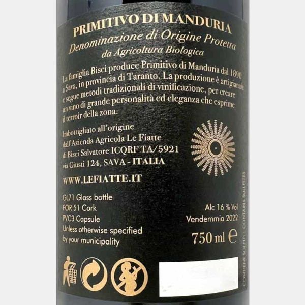 Primitivo di Manduria 16/20 DOP 2022 - Le Fiatte Primitivo di Manduria 16/20 DOP 2022 - Le Fiatte