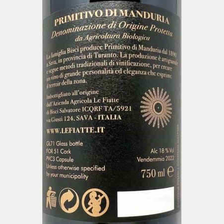 Primitivo di Manduria 18/20 DOP 2022 - Le Fiatte